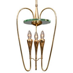 A Brass and Glass Chandelier Attributed to Fontana Arte