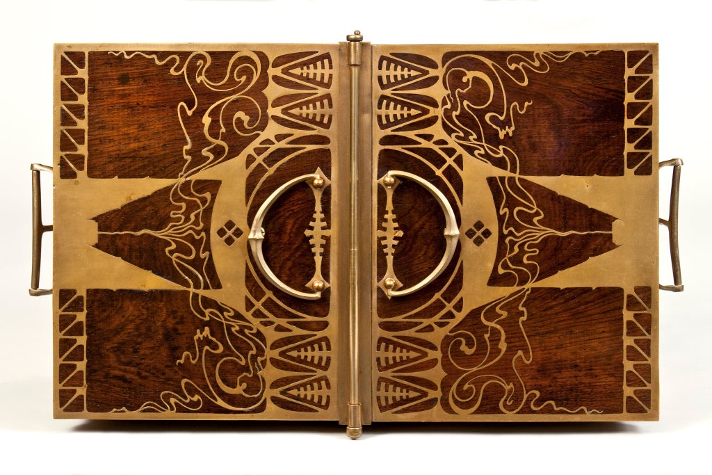 A Fine and Large Brass Inlaid Rosewood Box by Erhard & Sohne 1