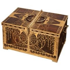 A Fine and Large Brass Inlaid Rosewood Box by Erhard & Sohne