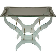 A Silvered Glass and Brass Coffee Table by Fontana Arte