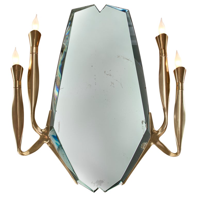 An Illuminated Mirror / Sconce by Max Ingrand for Fontana Arte For Sale