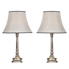 A Rare Pair of Silver-Plated Lamps by Just Andersen