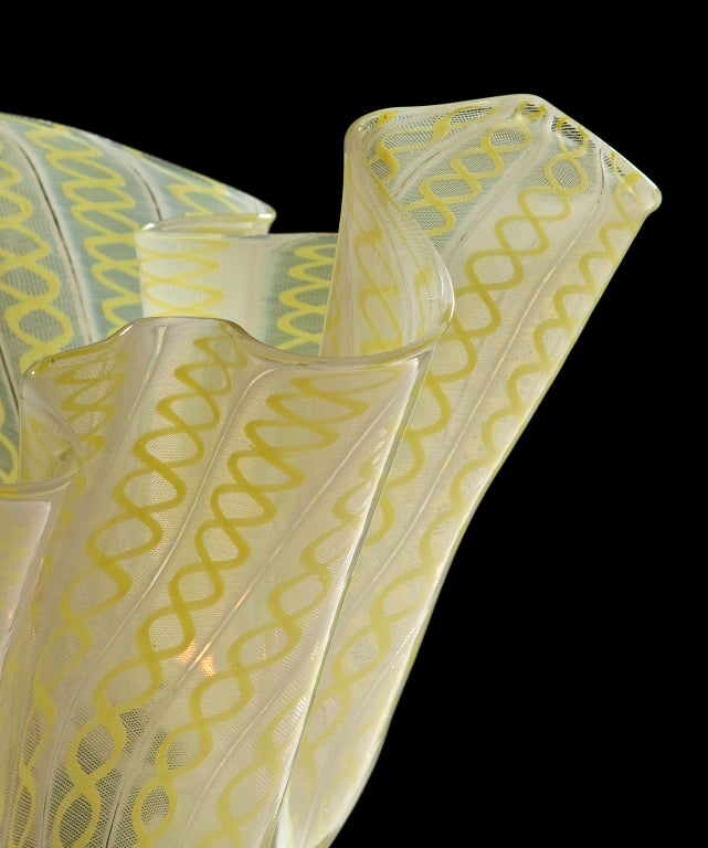 A Pair of Retortoli Filigrana Handkerchief Chandeliers by Venini For Sale 3