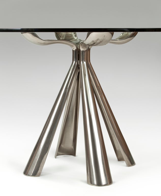 A Sculptural Cast Steel & Glass Colby Table by Vittorio Introini 1