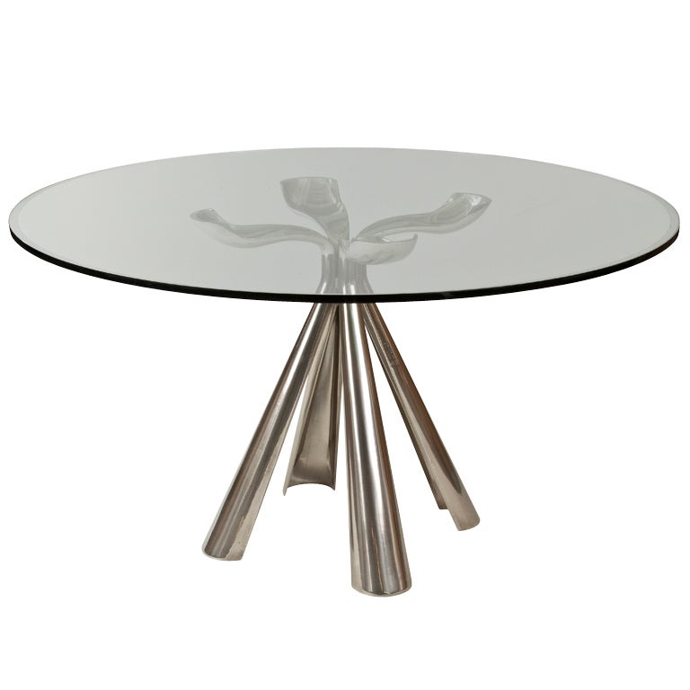 A Sculptural Cast Steel & Glass Colby Table by Vittorio Introini