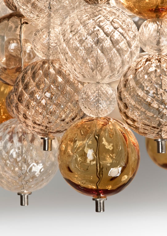 20th Century A Rare Spherical Glass Chandelier by Barovier & Toso