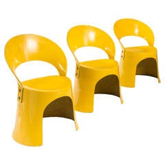 Nanna Ditzel for Oddense Maskinsnedkeri, A Rare Set of 3 Fiberglass Chairs