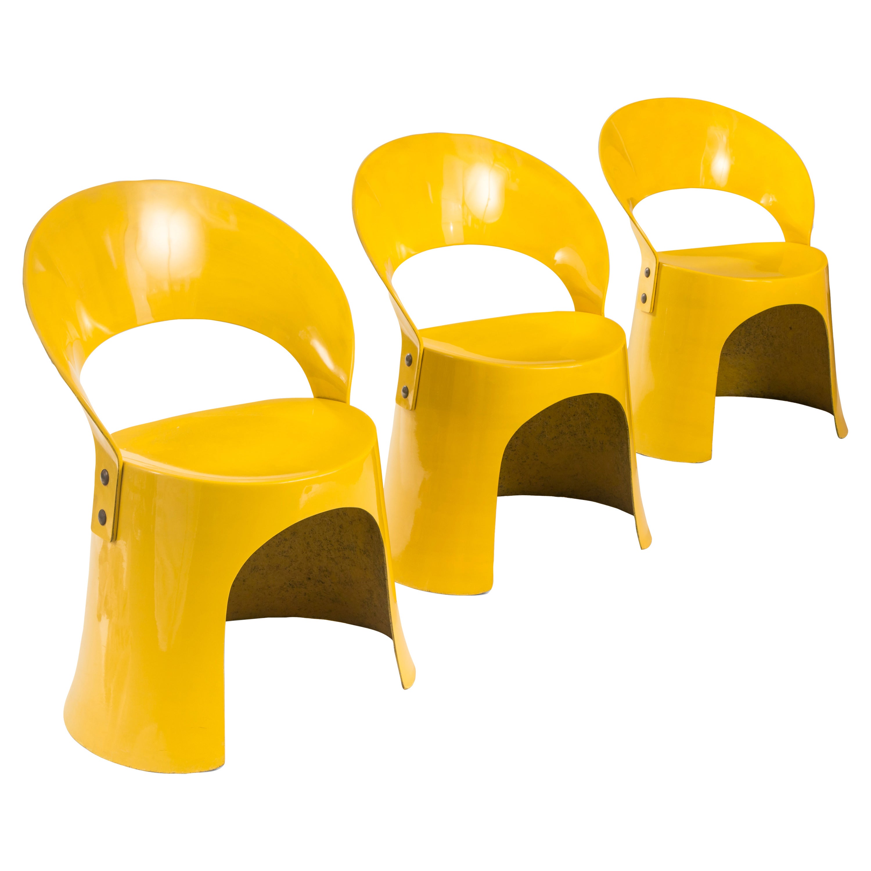 Nanna Ditzel for Oddense Maskinsnedkeri, A Rare Set of 3 Fiberglass Chairs