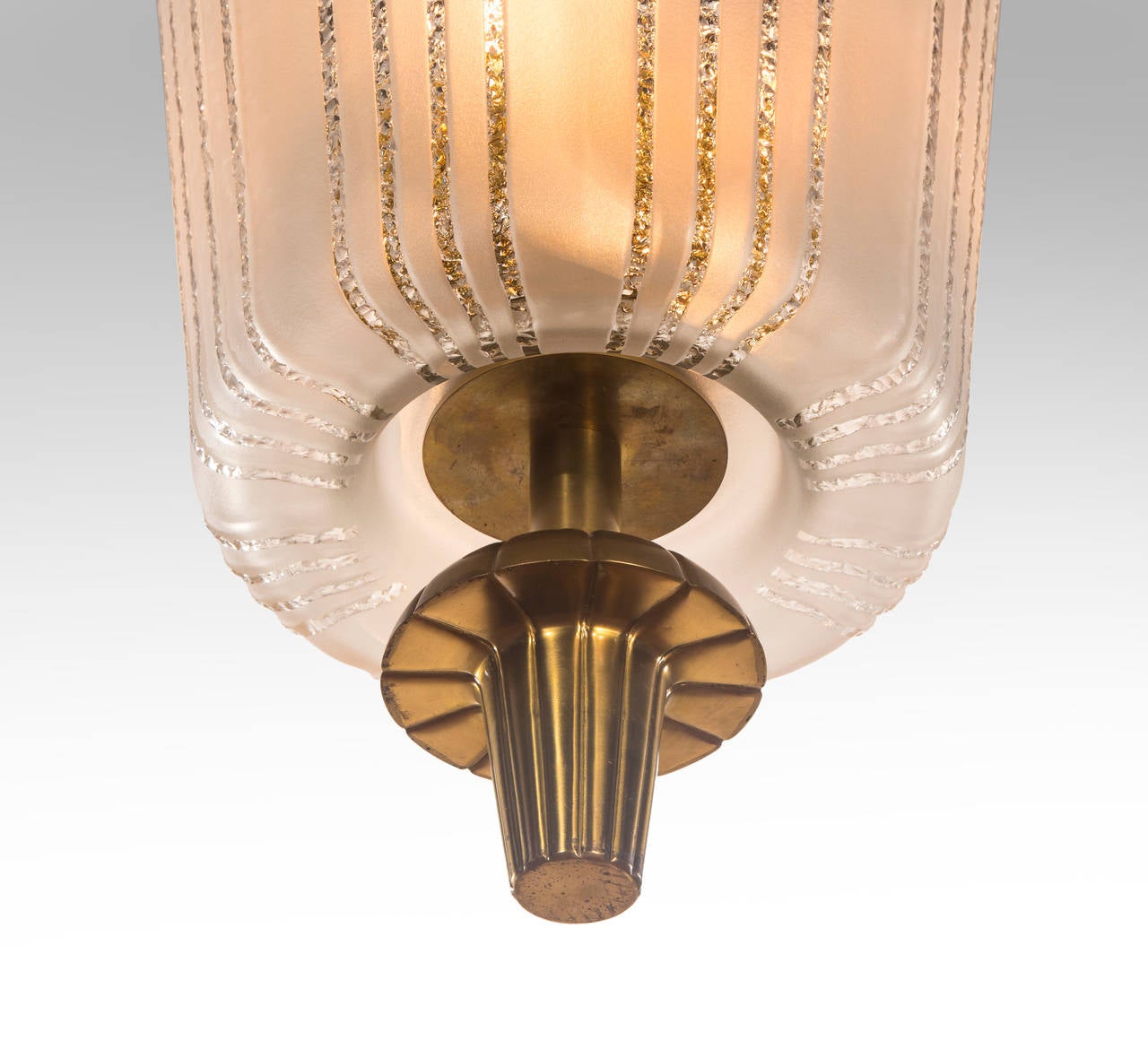 Mid-20th Century Orrefors, A Pair fo Large Swedish Chiseled and Frosted Glass Chandeliers