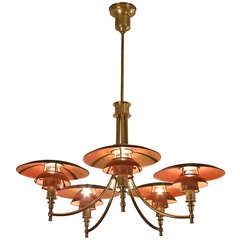 Poul Henningsen, A Rare Copper Shade PH Anchor Chandelier