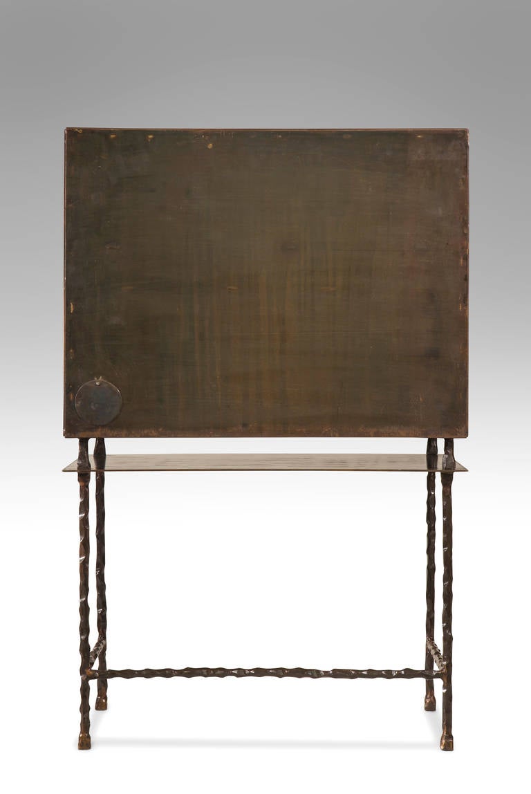 20th Century Garouste & Bonetti for Galerie Neotu: A Wrought Iron and Terracotta Cabinet