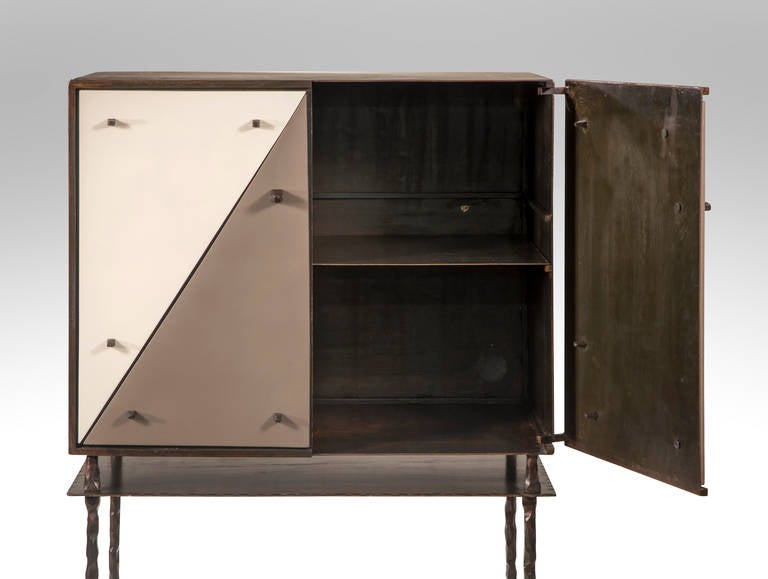 French Garouste & Bonetti for Galerie Neotu: A Wrought Iron and Terracotta Cabinet
