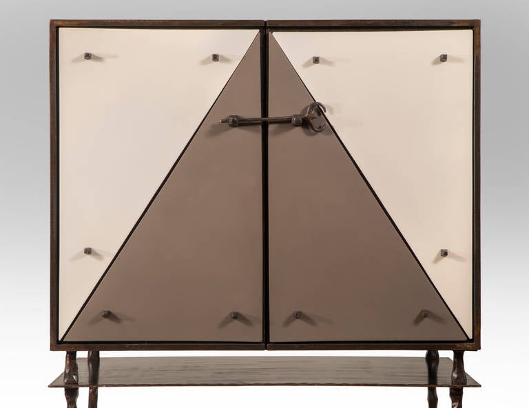 Modern Garouste & Bonetti for Galerie Neotu: A Wrought Iron and Terracotta Cabinet