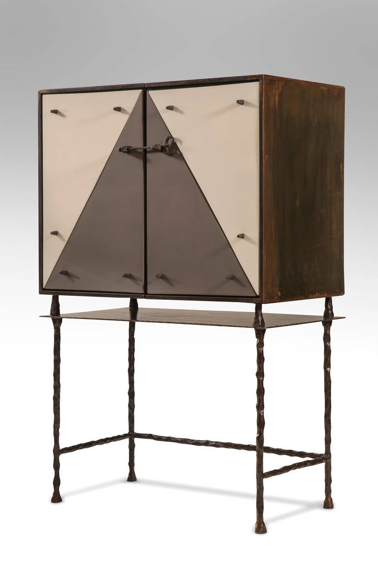 Garouste & Bonetti for Galerie Neotu: A Wrought Iron and Terracotta Cabinet In Excellent Condition In New York, NY