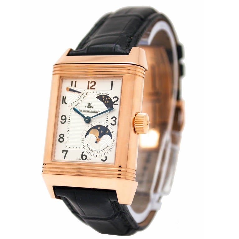Jaeger-LeCoultre Rose Gold Reverso Grande Sun Moon Wristwatch For Sale
