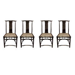 Set of 4 Black Lacquered Chairs