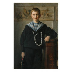 Large Portrait of a Boy by Valdemar Irminger ( 1850-1938 ) , Denmark 1907