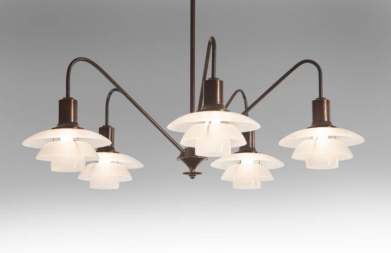 Poul Henningsen: A Rare Five-Light Emperor Chandelier In Excellent Condition In New York, NY