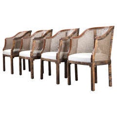 Otto Schulz: A Set of 4 Lacquered and Caned Birch Armchairs