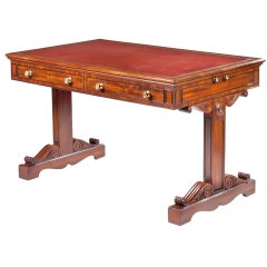 A Trestle Base Regency Mahogany Writing Table