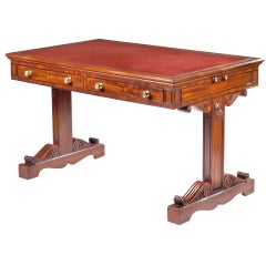 Antique A Trestle Base Regency Mahogany Writing Table 