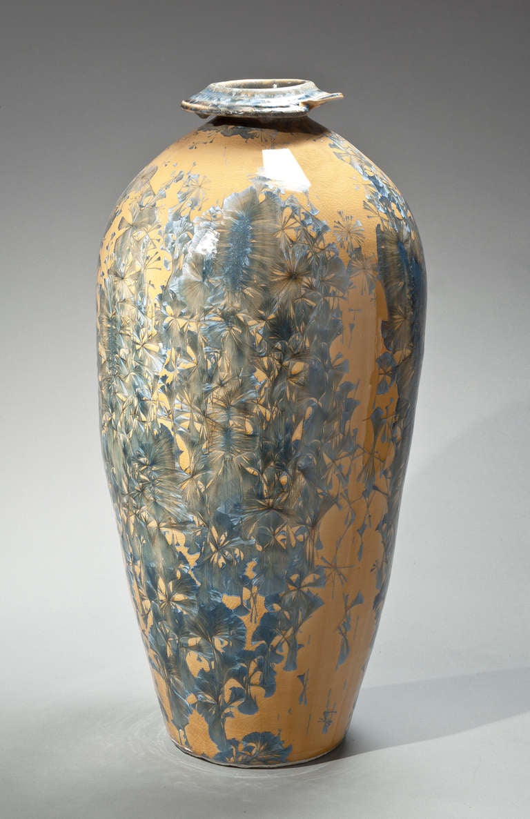 A large crystalline glaze vase by artist David Smyth