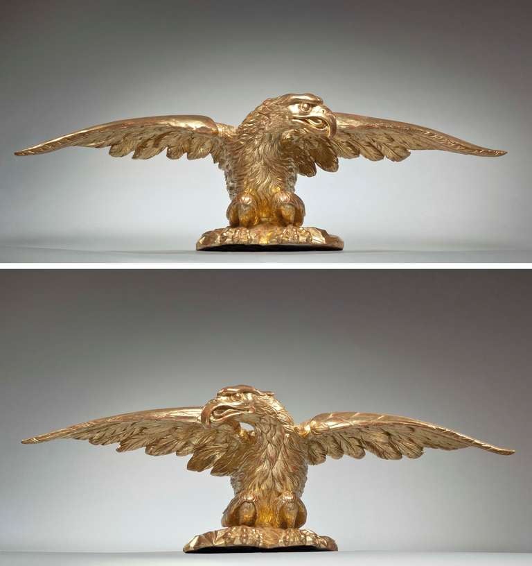 A pair of carved gilt eagles.  
Provenance:
Samuel C. Davis, by descent