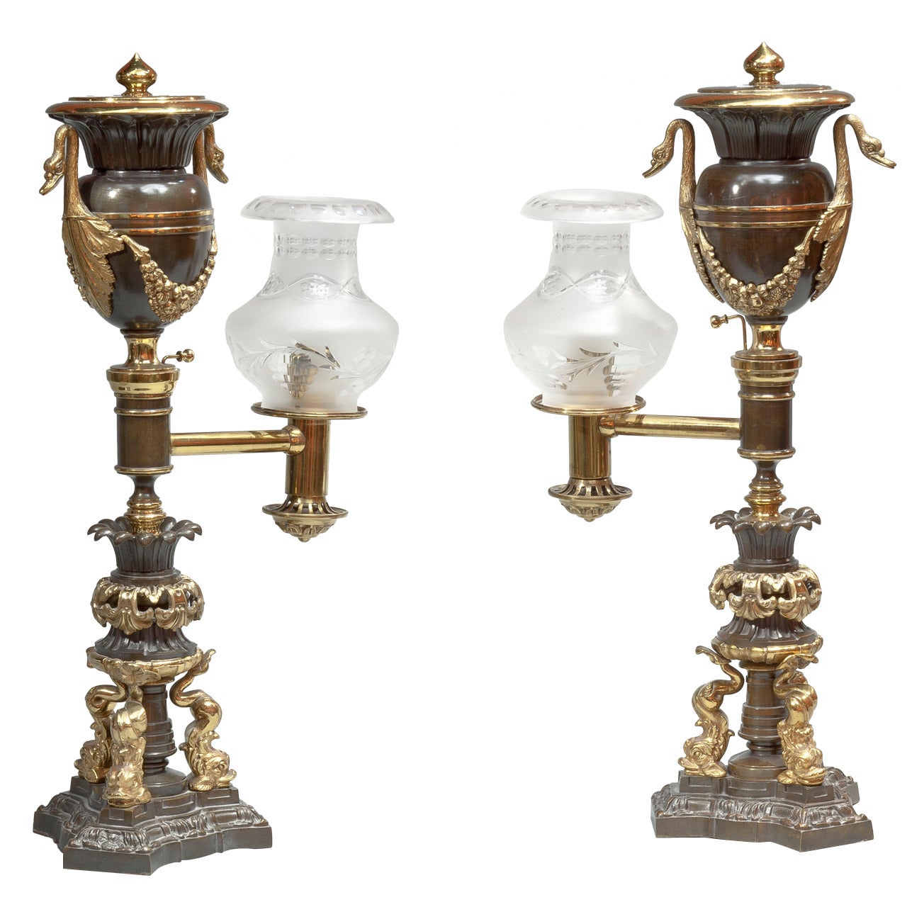 Pair of Argand Lamps For Sale