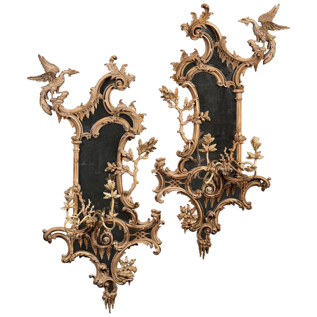 Pair of Rococo Carved Girandoles For Sale