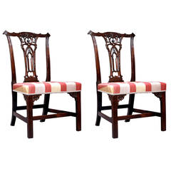 Very Fine Pair of Irish Chippendale Side Chairs