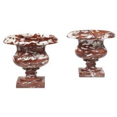 A Near Pair of Rosso Francia Urns