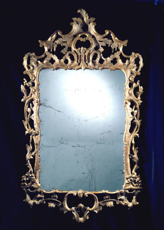 A carved giltwood rococo mirror with excellent proportions