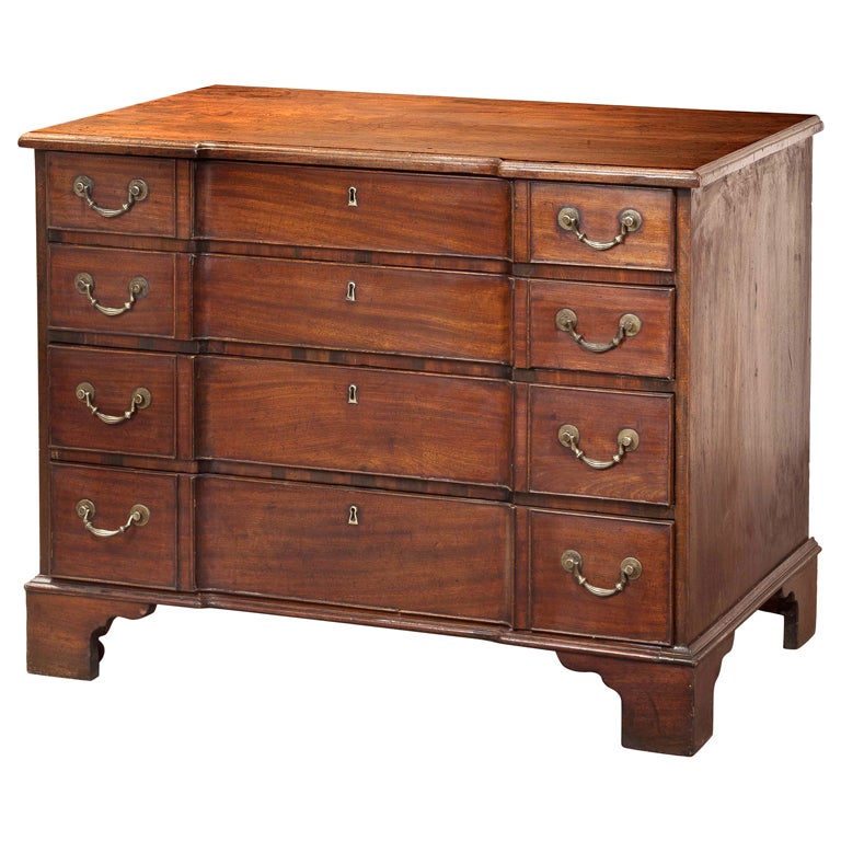 A mahogany block front chest For Sale