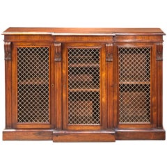 A fine small rosewood breakfront cabinet