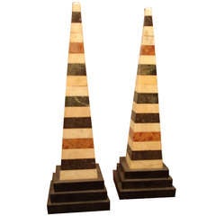 A Pair of Sepcimen Marble Obelisks