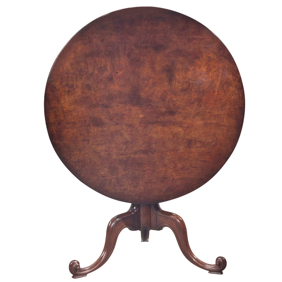 A fine quality mahogany tripod tea table in the manner of Thomas For Sale