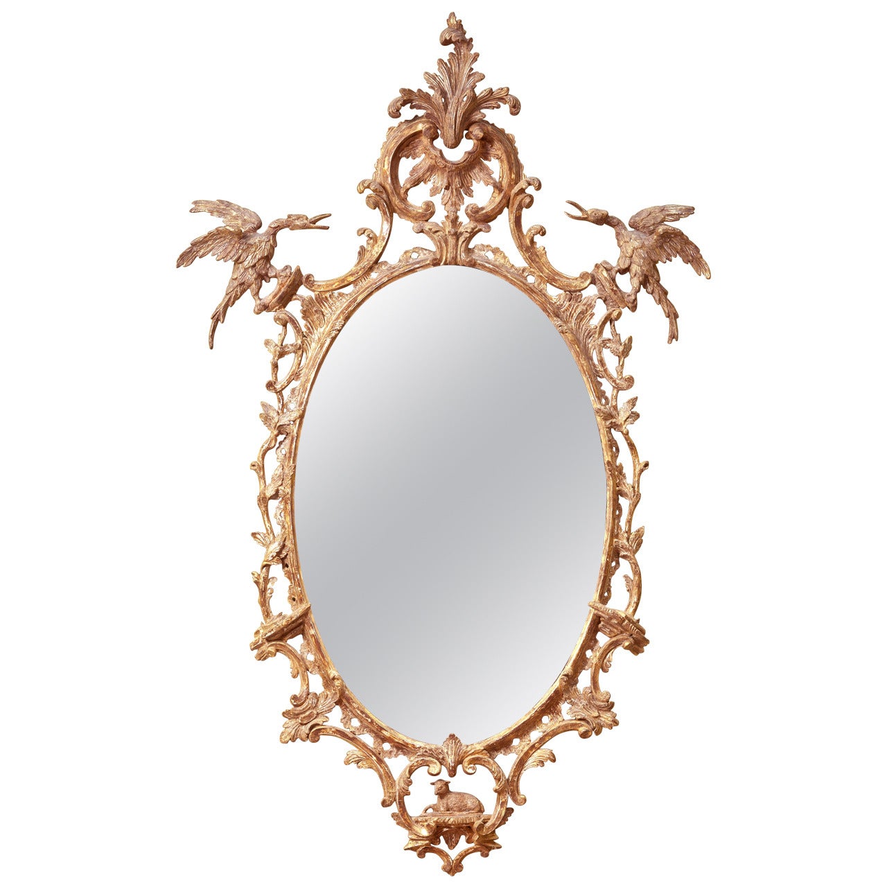 Rococo Mirror with Ho-Ho Birds For Sale