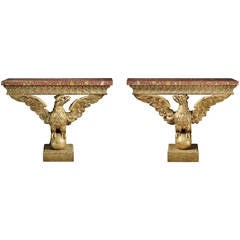 Antique Pair of Eagle Console Tables