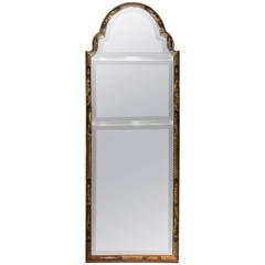 Antique Tall Jappaned Queen Anne Mirror