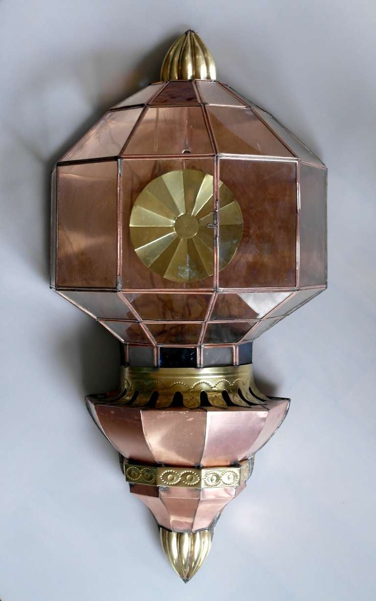 Large Vintage Mexican Copper Wall Sconce 6