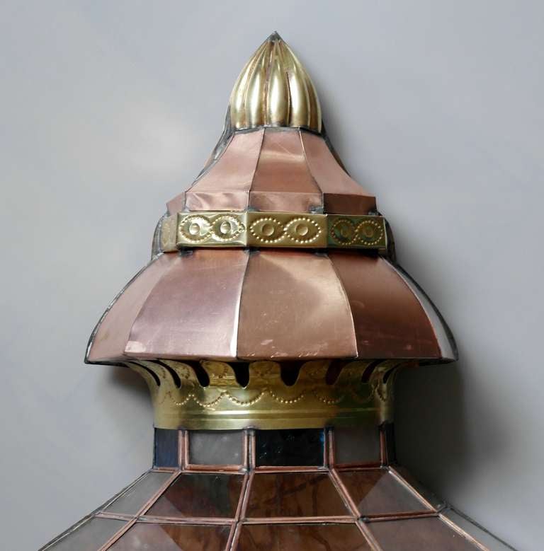 Mexican LARGEE Copper Brass Wall Sconce Taxco 1975