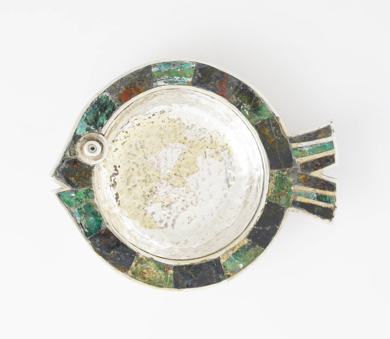 Los Castillo Silverplate & Natural Stone Fish Form Tray