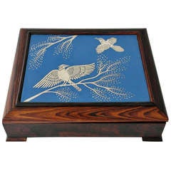 Emilia Castillo Wooden Box with Sterling Silver Detail on Porcelain Inlay