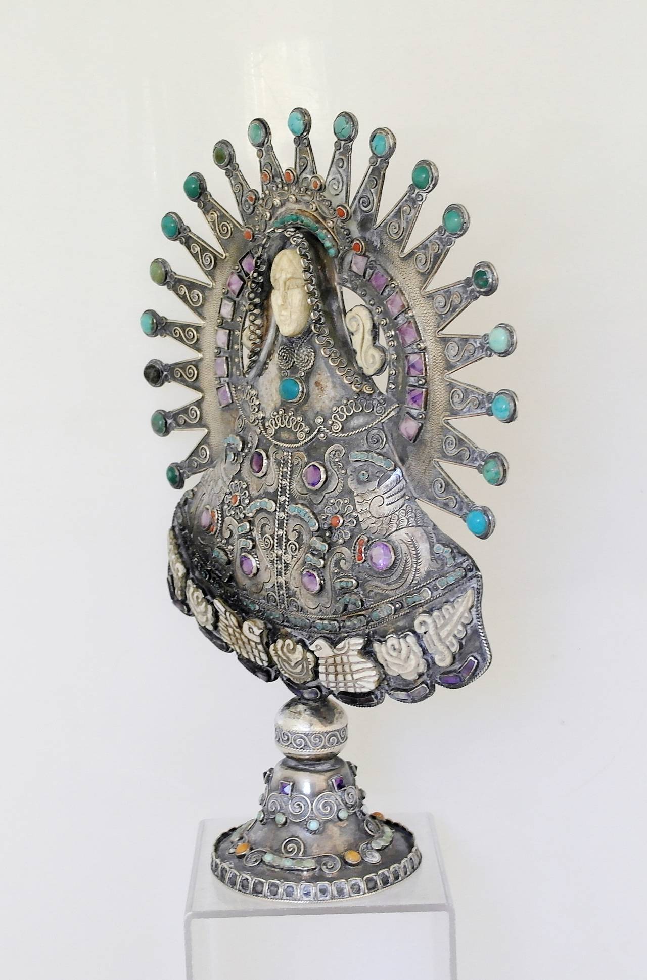 Mexican Scarce Matl Taxco Sterling Silver Religious Centerpiece