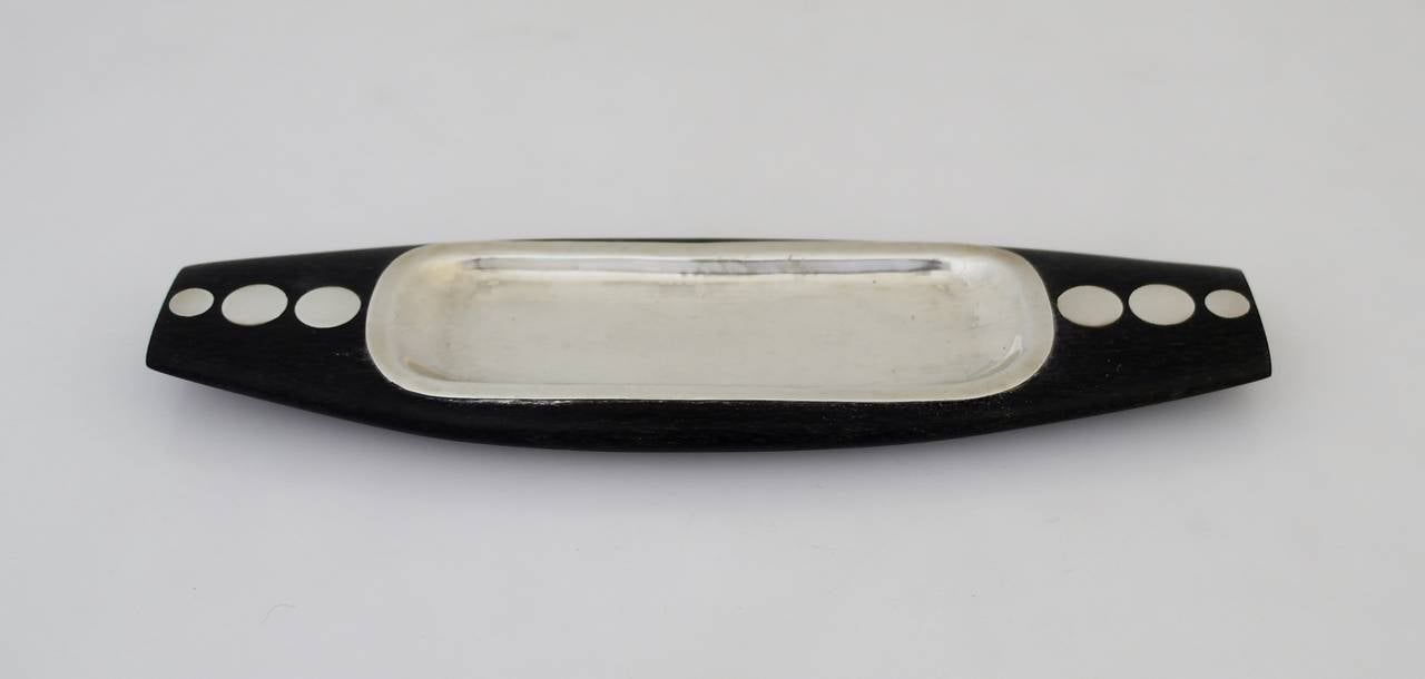 Mid-20th Century William Spratling Sterling Silver and Rosewood Butter, Cheese Dish
