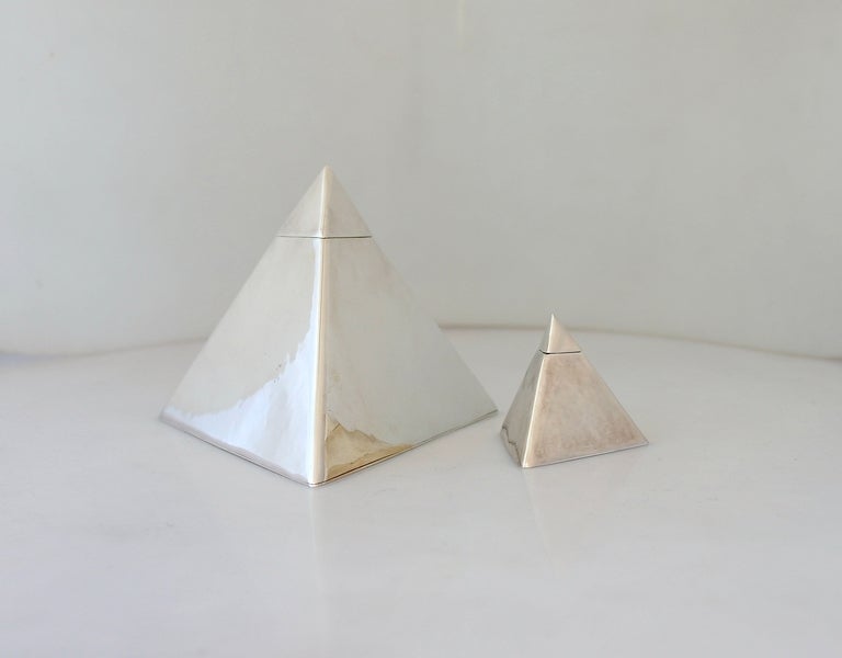 Superb Italian Sterling Silver Modernist Pyramid Boxes 4