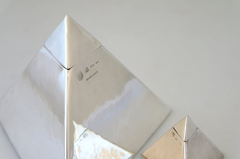 Superb Italian Sterling Silver Modernist Pyramid Boxes 1