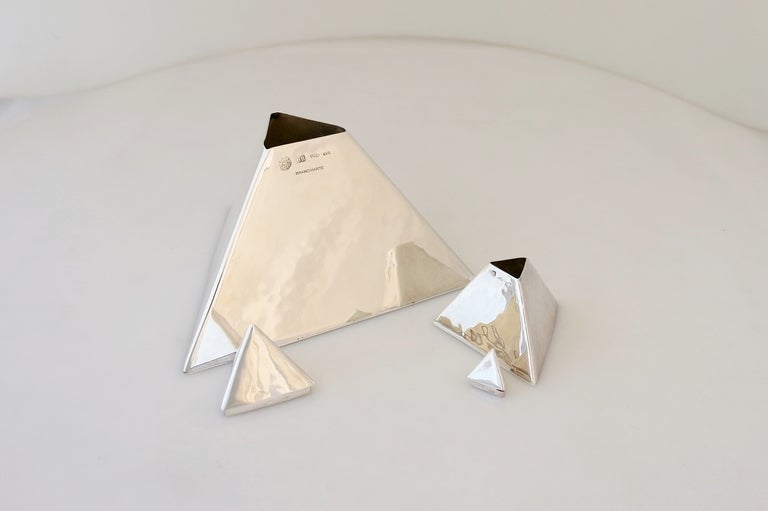 Superb Italian Sterling Silver Modernist Pyramid Boxes 3
