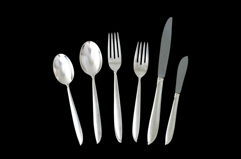 International Sterling Silver Rhythm 77pc Modern Flatware Set