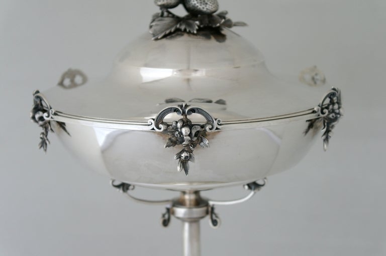 American Sublime Gorham Coin Silver Covered Tazza Strawberry Finial 1870
